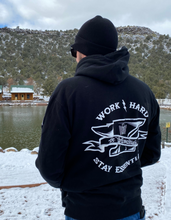 Load image into Gallery viewer, NEW "WORK HARD STAY ESSENTIAL" - BLACK UNISEX PULLOVER HOODIE