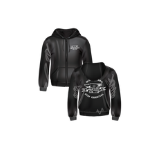 Load image into Gallery viewer, NEW "WORK HARD STAY ESSENTIAL" - BLACK UNISEX ZIP UP HOODIE