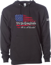 Load image into Gallery viewer, "We The Essentials" Support the Red, White, and Blue - Black Pullover Unisex Hoodie