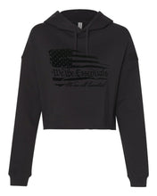 Load image into Gallery viewer, "We The Essentials" Midnight - Womens Metallic Black Cut Off Hoodie
