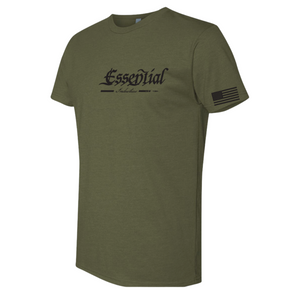 "Essential Industries" Support the 2A - Mens OD Green & Black T-Shirt