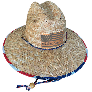 "We The Essentials" Support the Red, White, and Blue  - Straw Hat with Leather Patch