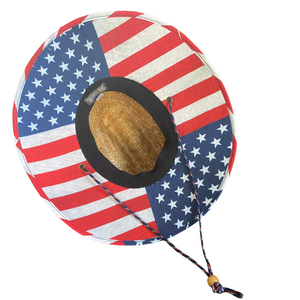 "We The Essentials" Support the Red, White, and Blue  - Straw Hat with Leather Patch