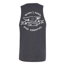Load image into Gallery viewer, WORK HARD STAY ESSENTIAL - CHARCOAL MENS TANK
