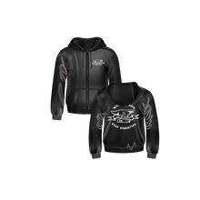 Load image into Gallery viewer, NEW &quot;WORK HARD STAY ESSENTIAL&quot; - BLACK UNISEX ZIP UP HOODIE
