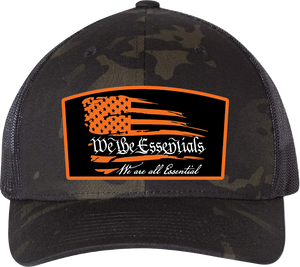 "We The Essentials" Multicam Black Trucker Hat with Orange Patch