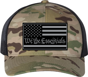 "We The Essentials" Multicam Green and Black Trucker Hat with Grey Patch