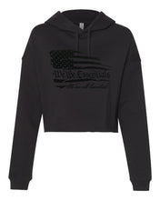 Load image into Gallery viewer, &quot;We The Essentials&quot; Midnight  - Womens  Metallic Black  Cut Off Hoodie

